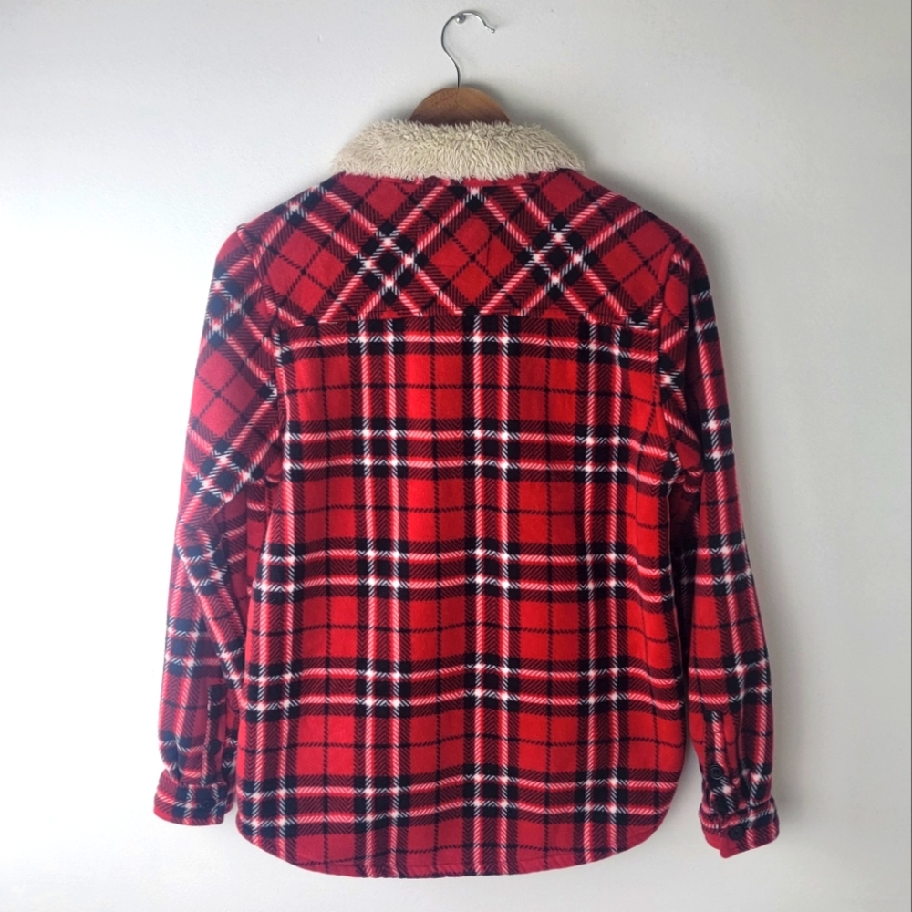 Soho Threads Shacket Red Plaid Sherpa Lined Pocke… - image 2